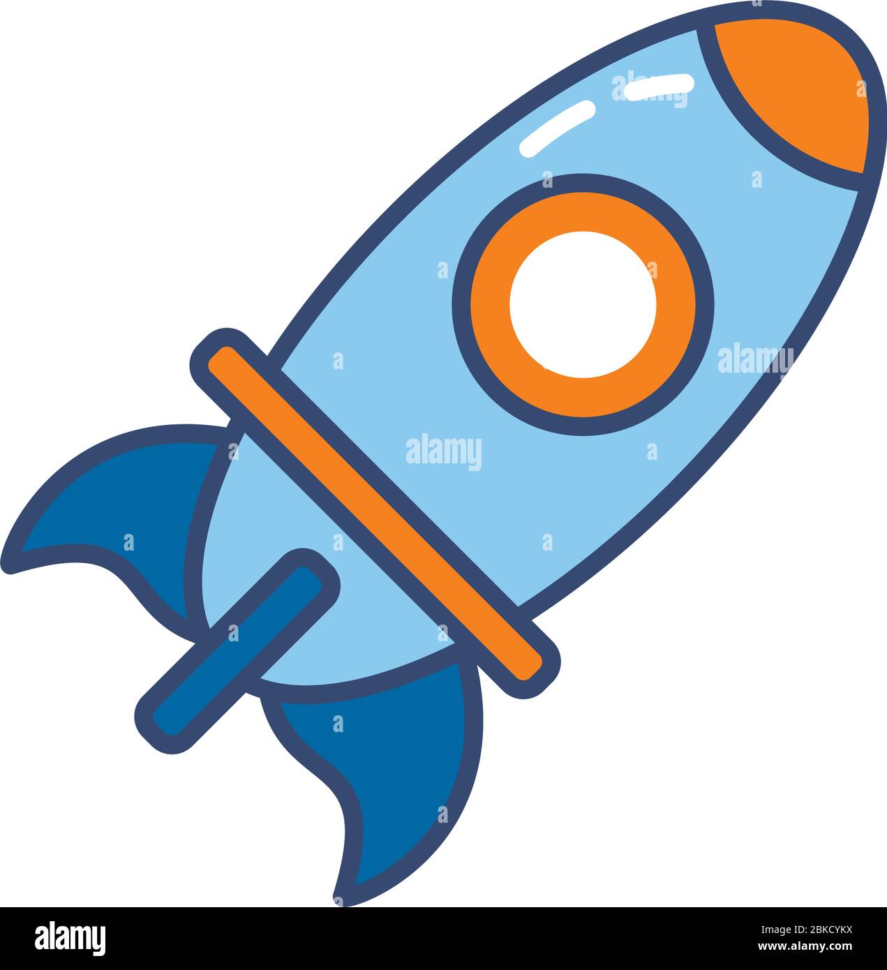 space rocket icon over white background, line and fill style, vector ...