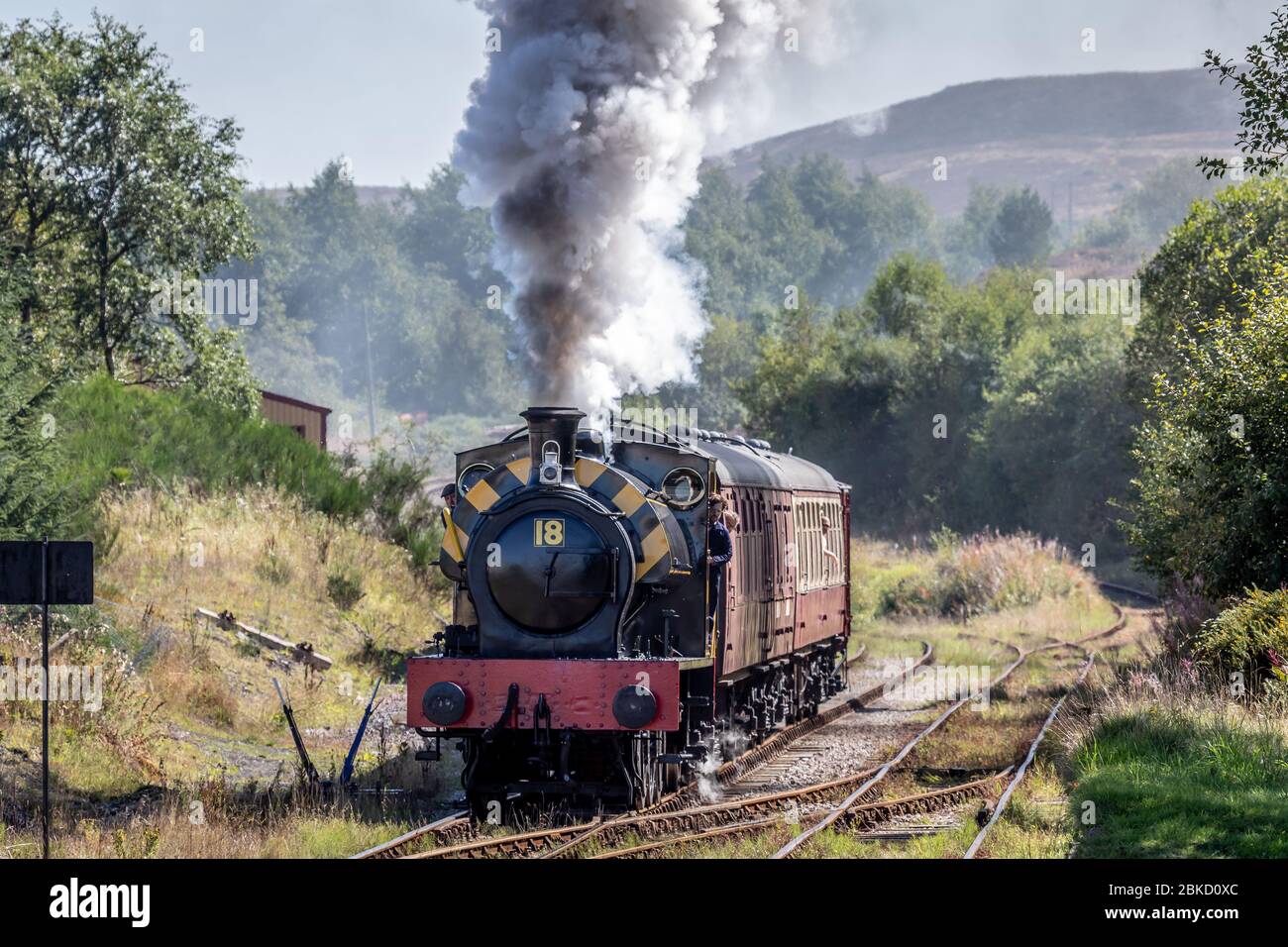 Hunslet 0-6-0ST No.1873 Jessie approaches Furnace Sidings on the Pontypool and Blaenavon Railway during their Autumn Steam Gala Stock Photo