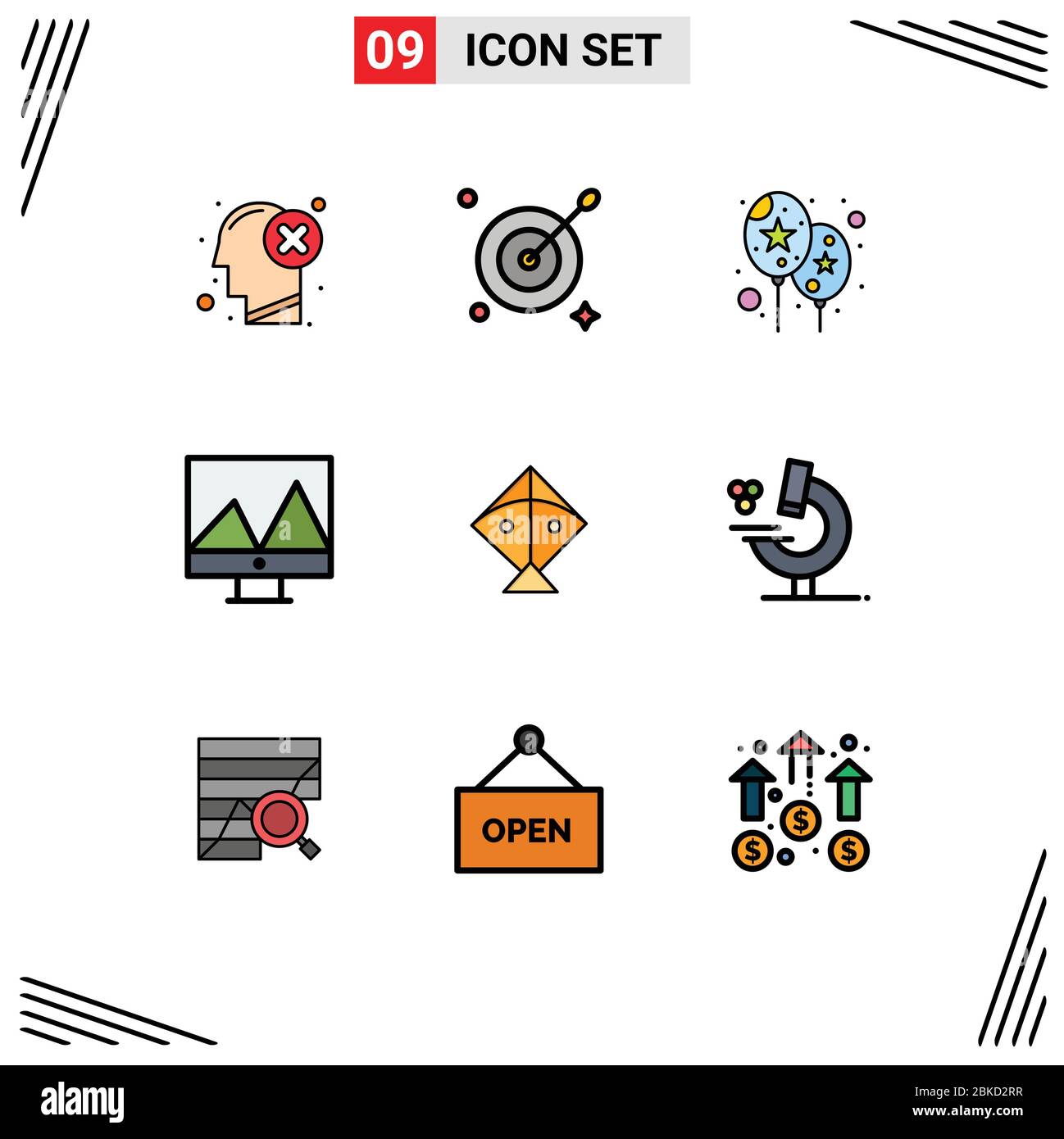 Download Stock Vector Icon Pack Of 9 Line Signs And Symbols For Education Festival Balloon Kite Display Editable Vector Design Elements Stock Vector Image Art Alamy PSD Mockup Templates