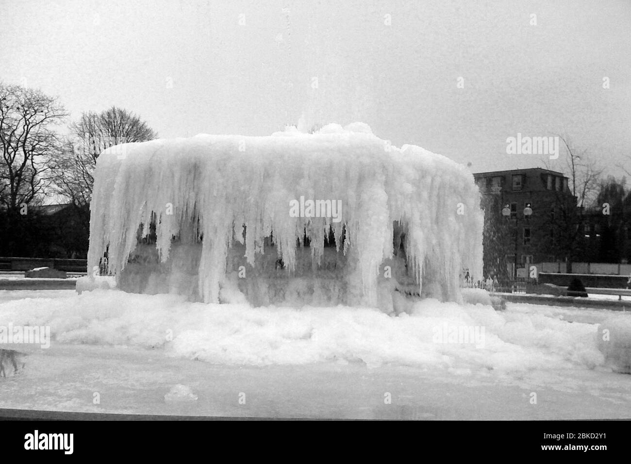 frozen fountain, Queens dock avenue, Hull Stock Photo