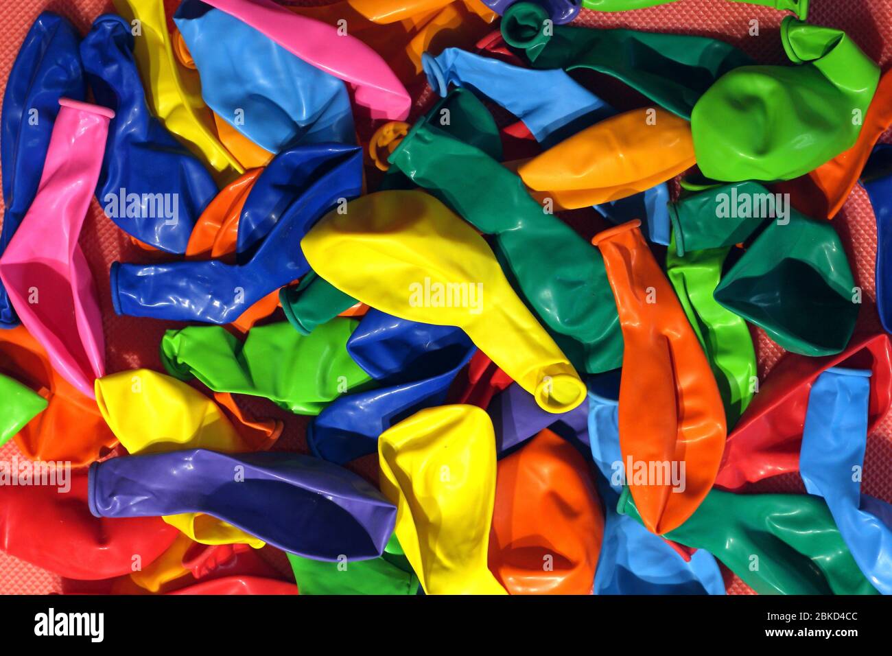 Colorful air balloons. Balloons are lowered, laid out and prepared for the holiday. Stock Photo