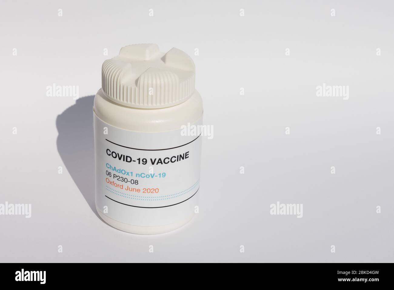 ChAdOx1 nCoV-19, The new experimental Vaccine from Oxford on a white background, Denmark, May 2, 2020 Stock Photo