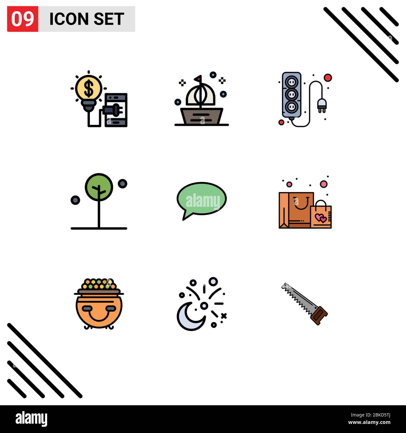 Set Of 9 Modern Ui Icons Symbols Signs For Chat Nature Summer Leaf Power Supply Editable Vector Design Elements Stock Vector Image Art Alamy