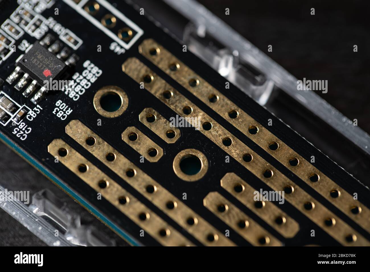 A motherboard is one of the most essential parts of a computer system. Stock Photo