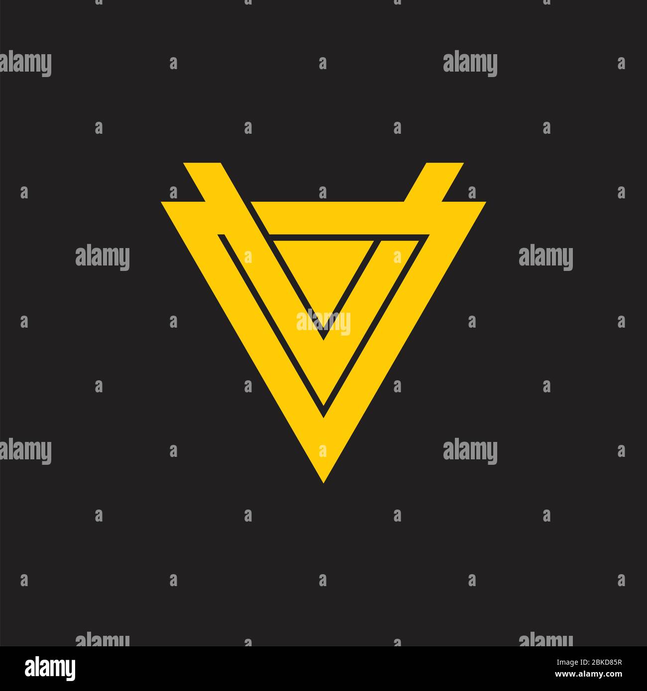 abstract letter v linked triangle arrow geometric logo vector Stock Vector