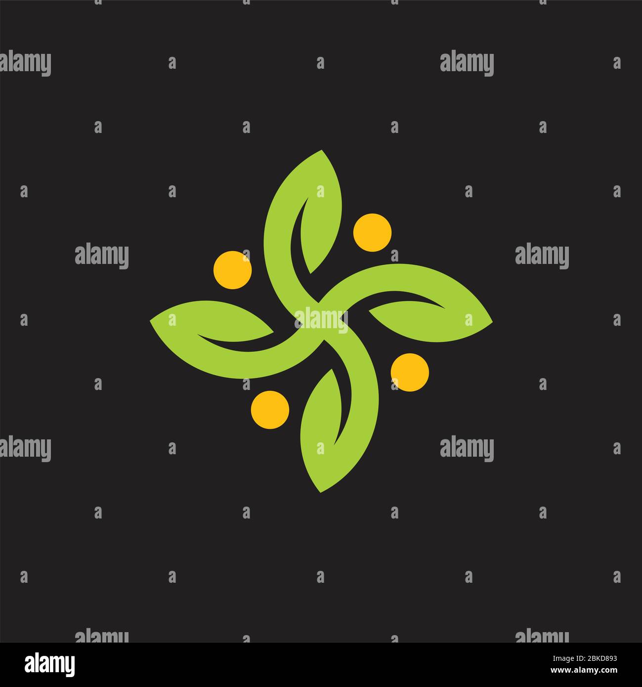 abstract propeller green leaf geometric logo vector Stock Vector