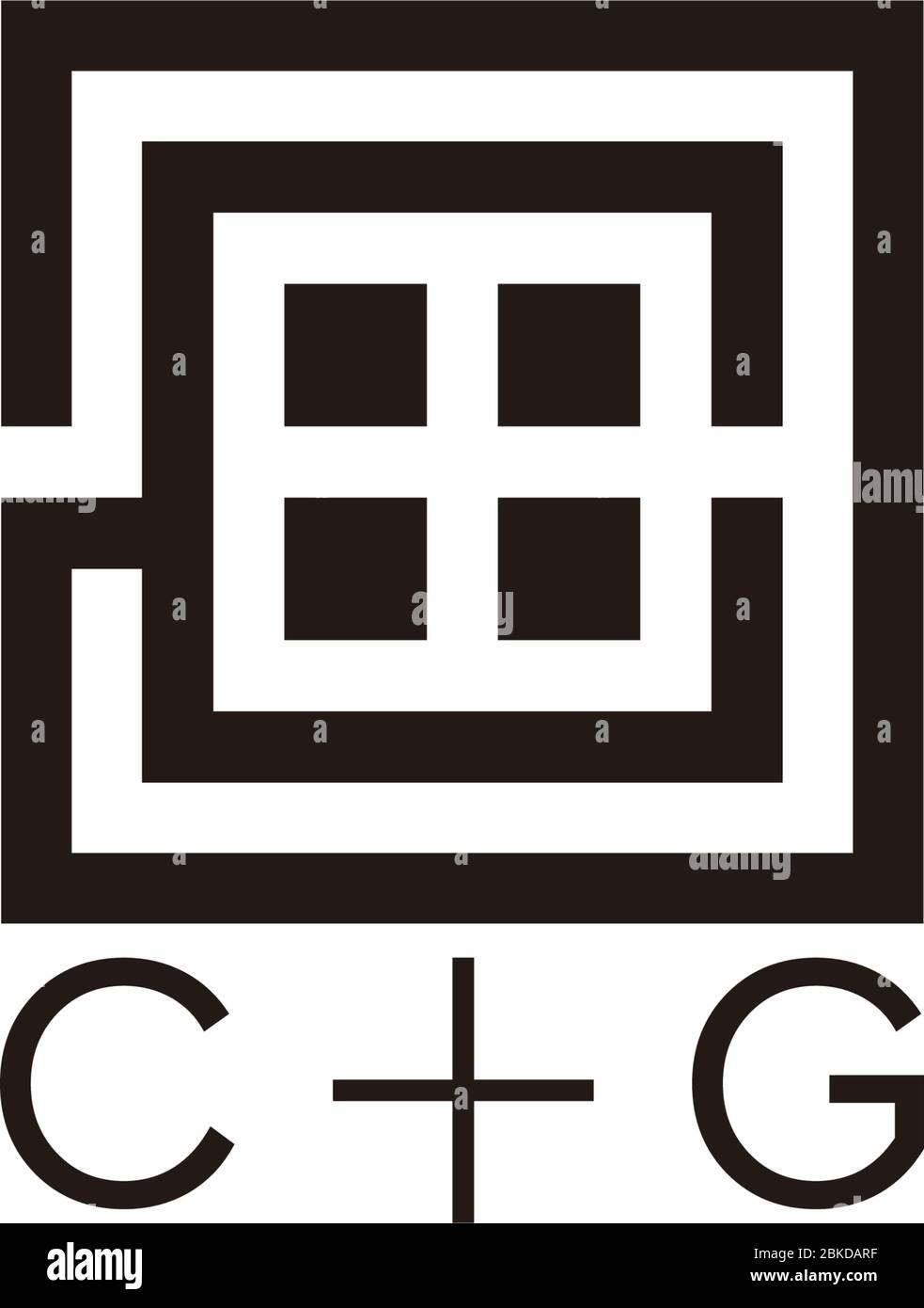 abstract letter cg square window geometric line logo vector Stock Vector