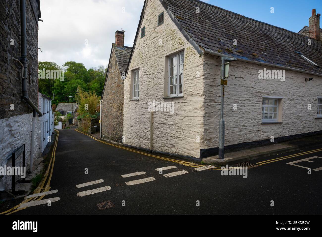 Padstow, Cornwall, UK. 01/05/2020. Usually a big event in the Cornish calendar, Obby Oss day this year was left abandoned & the streets remained empty Stock Photo