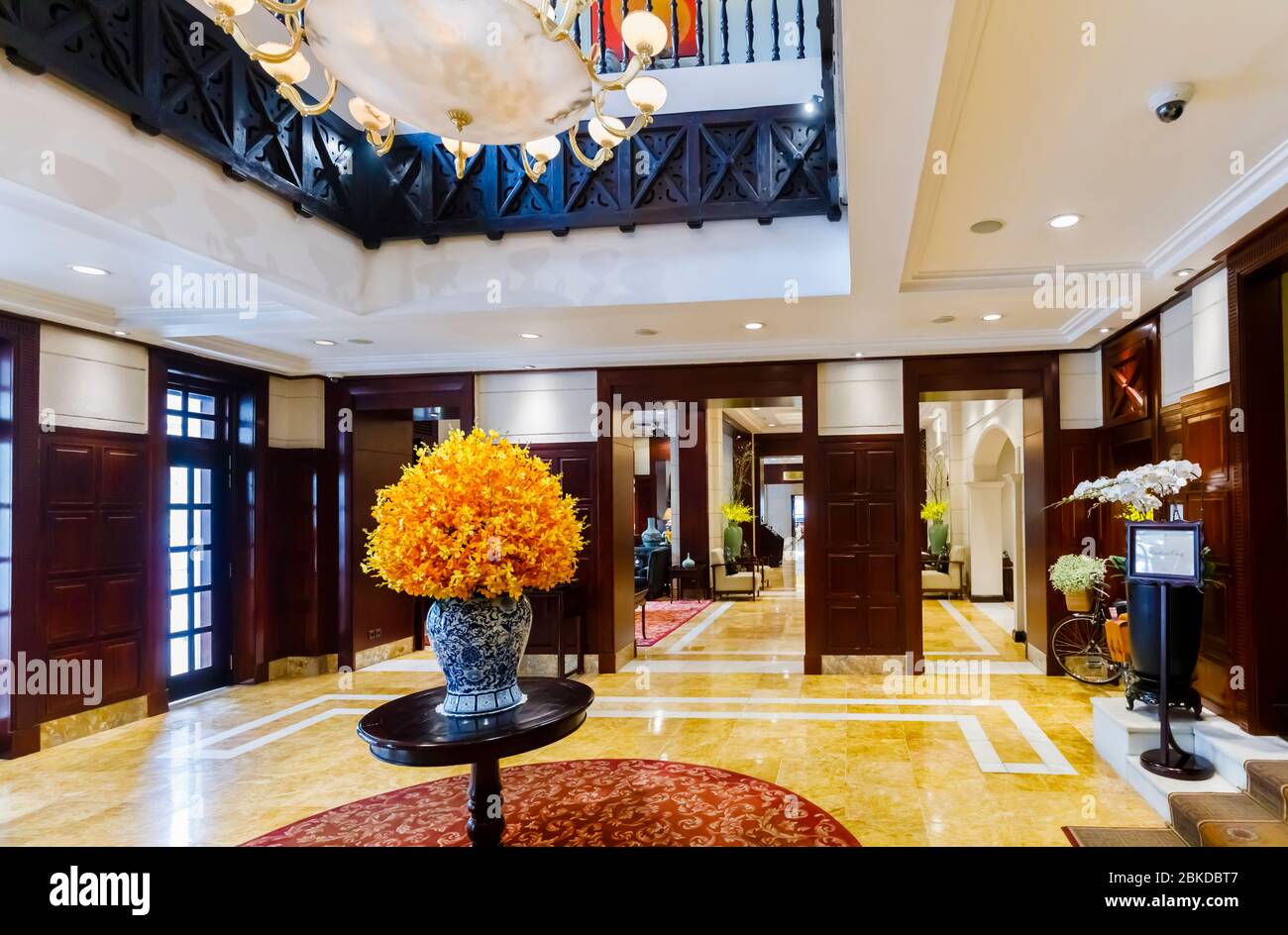 View of the interior of the Sofitel Legend Metropole Hanoi hotel, Hanoi, north Vietnam, south-east Asia Stock Photo