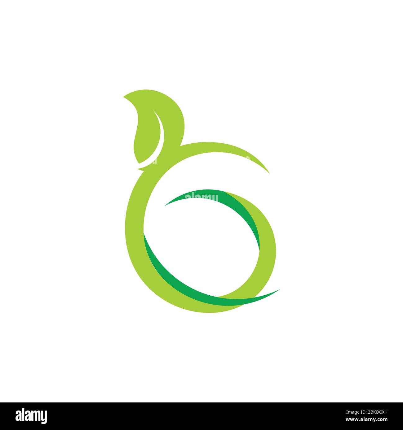 letter g green leaf curves logo vector Stock Vector