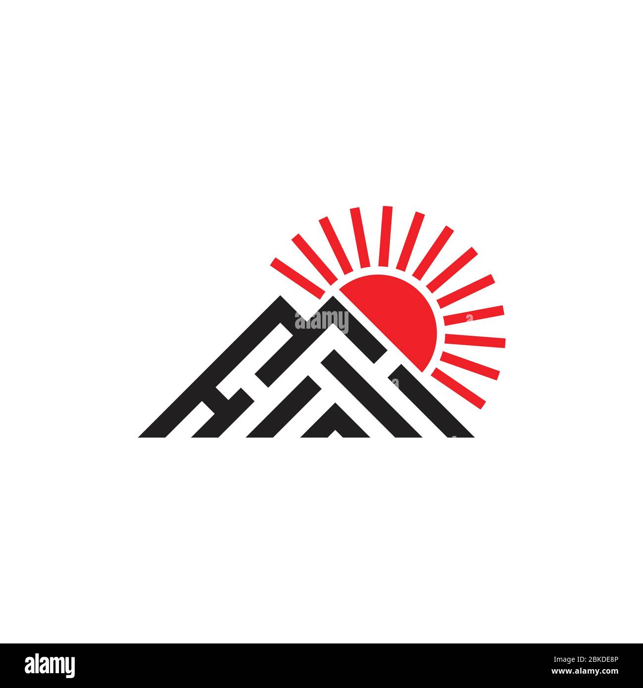 colorful mountain sun simple triangle stripes geometric logo vector Stock Vector