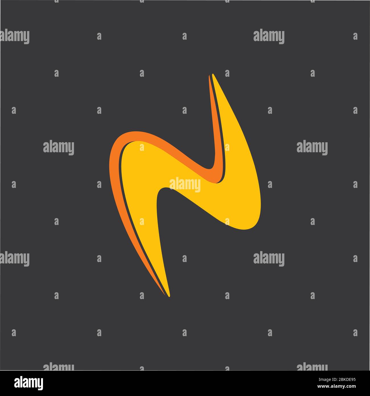 abstract letter n thunder shape simple curves logo vector Stock Vector