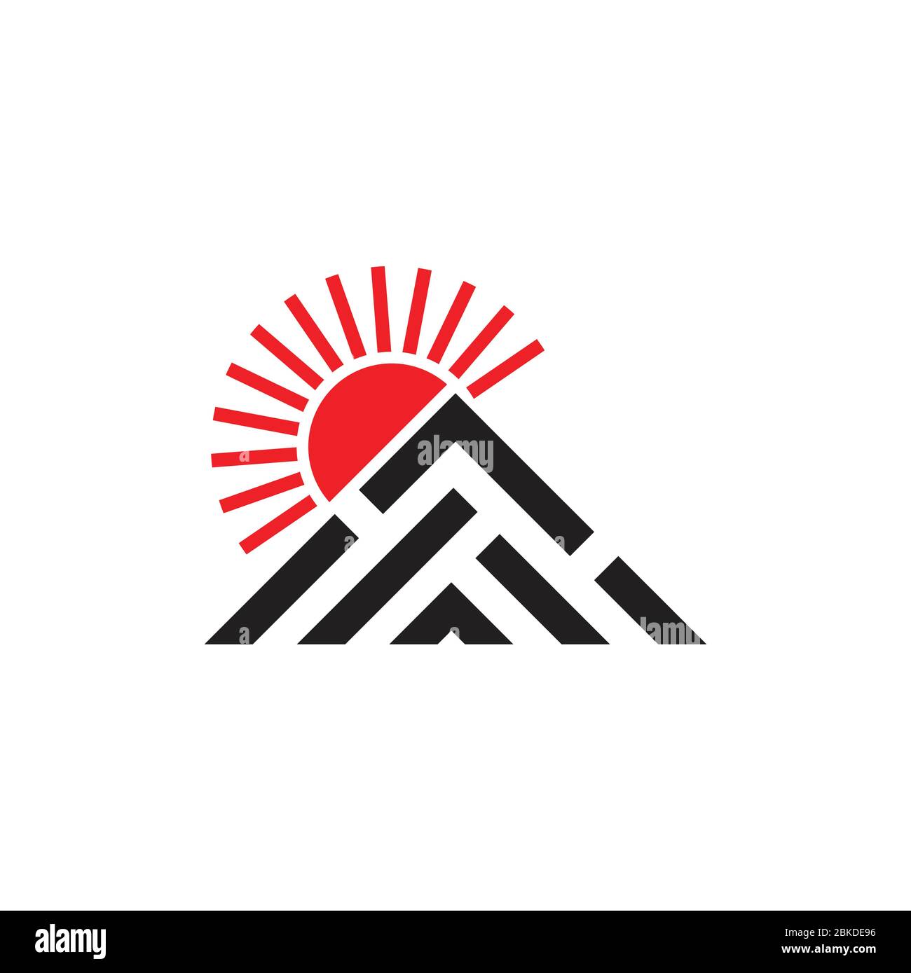 colorful mountain sun simple triangle stripes geometric logo vector Stock Vector