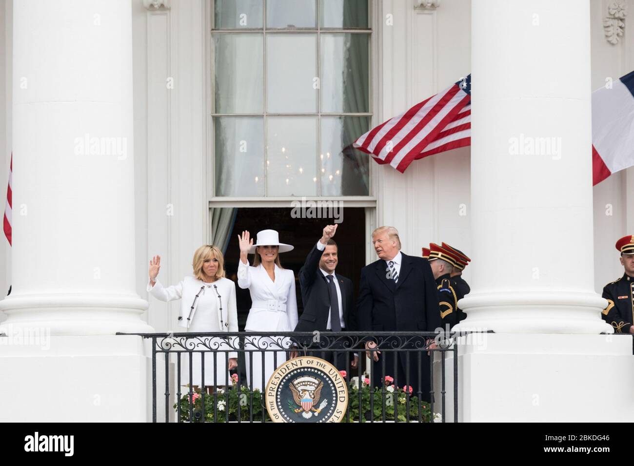 The arrival ceremony of the President of France and Mrs. Macron The Official State Visit of France Stock Photo