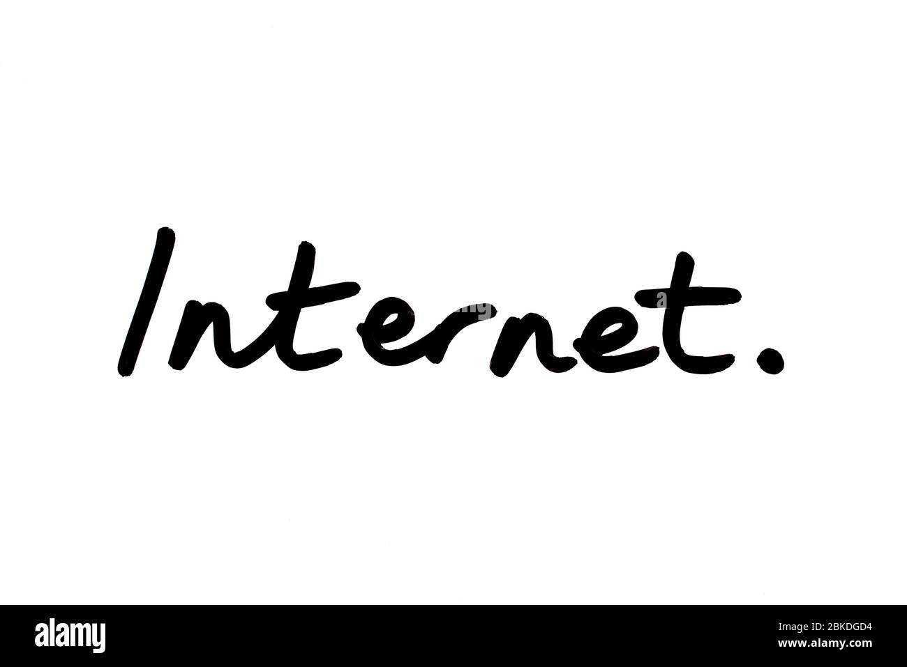 Internet handwritten on a white background. Stock Photo