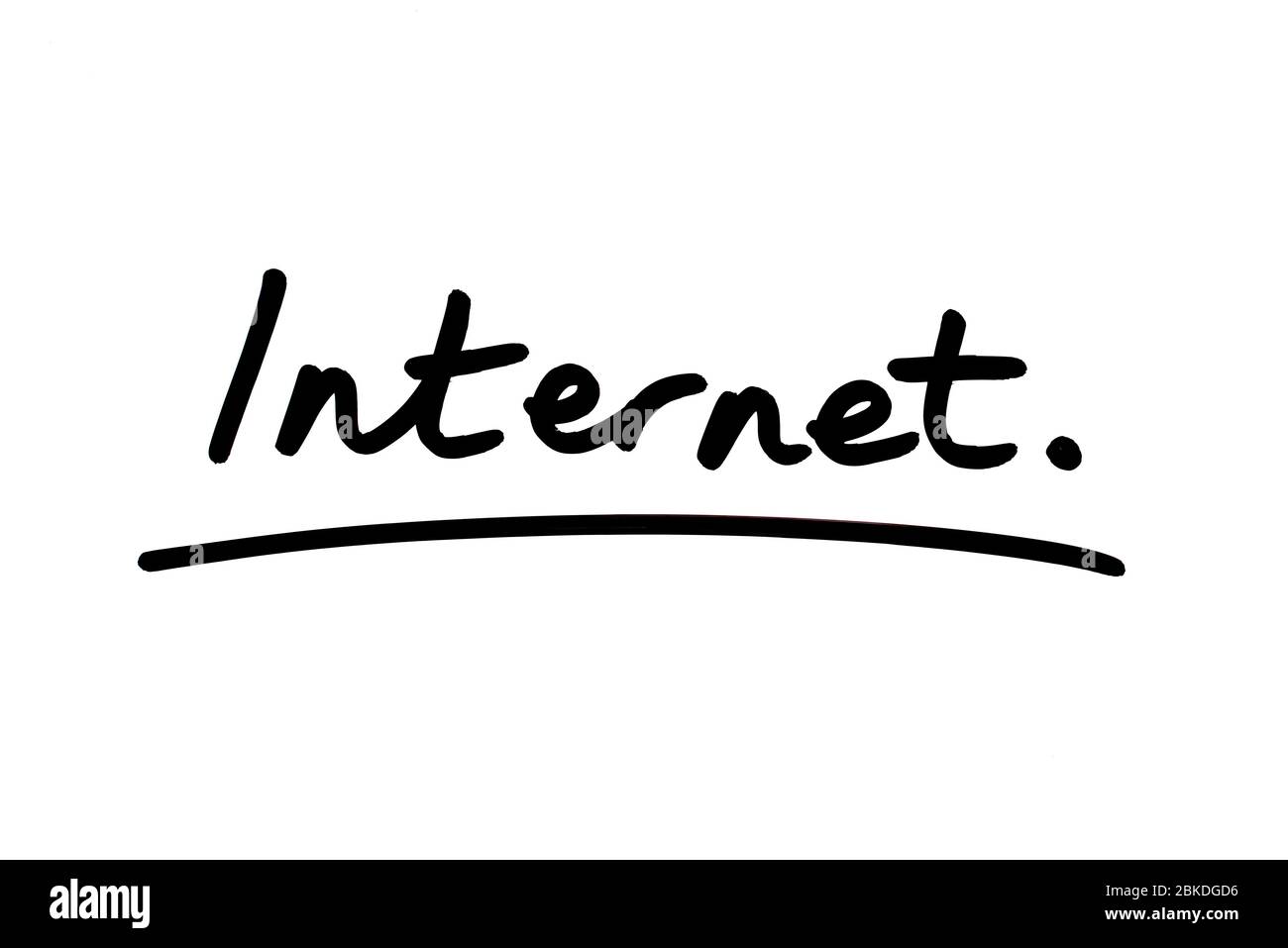 Internet handwritten on a white background. Stock Photo