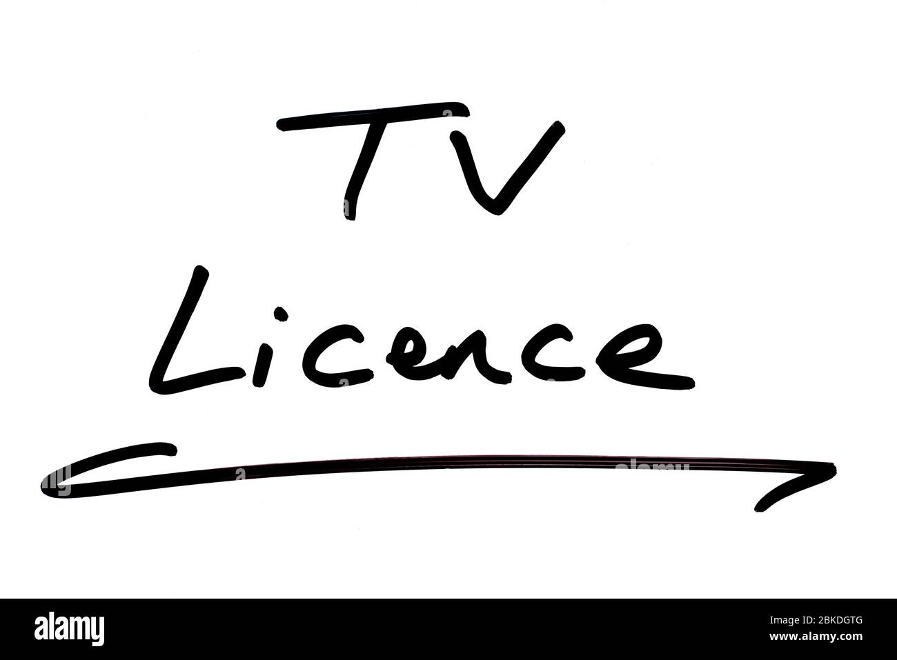 TV Licence handwritten on a white background. Stock Photo