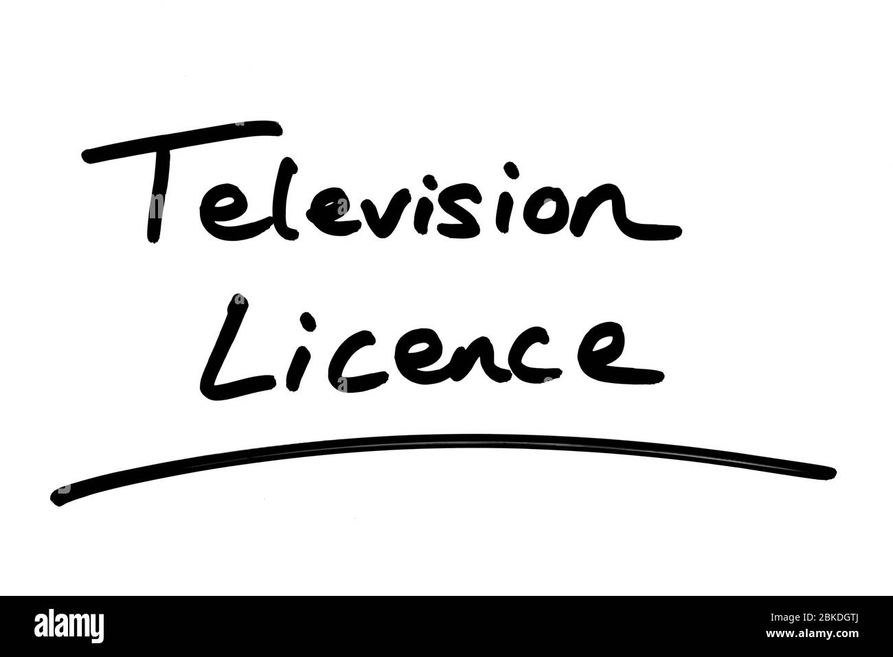 Television Licence handwritten on a white background. Stock Photo