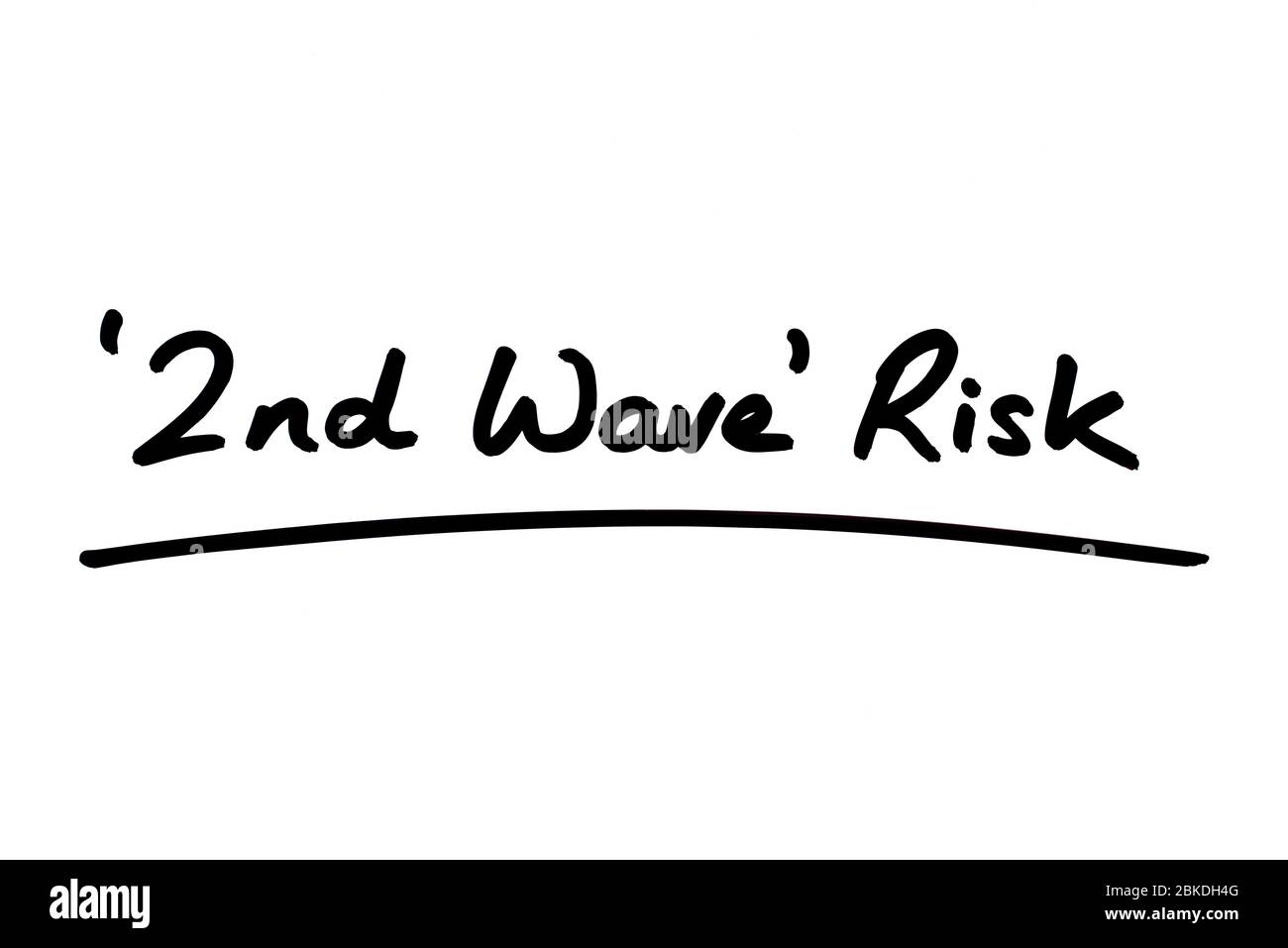 2nd Wave Risk handwritten on a white background. Stock Photo