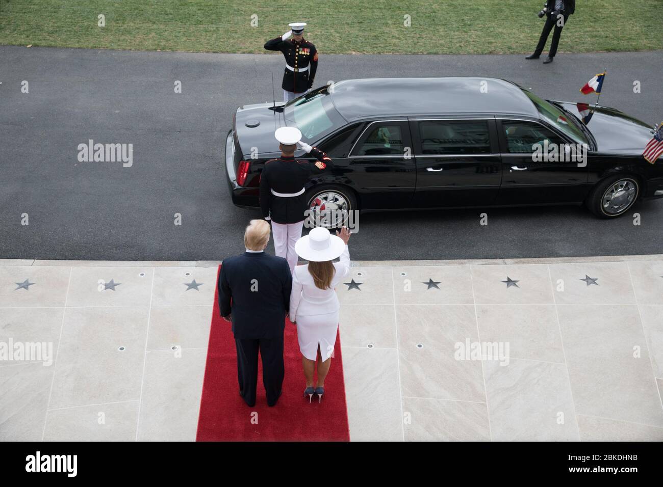 The arrival ceremony of the President of France and Mrs. Macron The Official State Visit of France Stock Photo