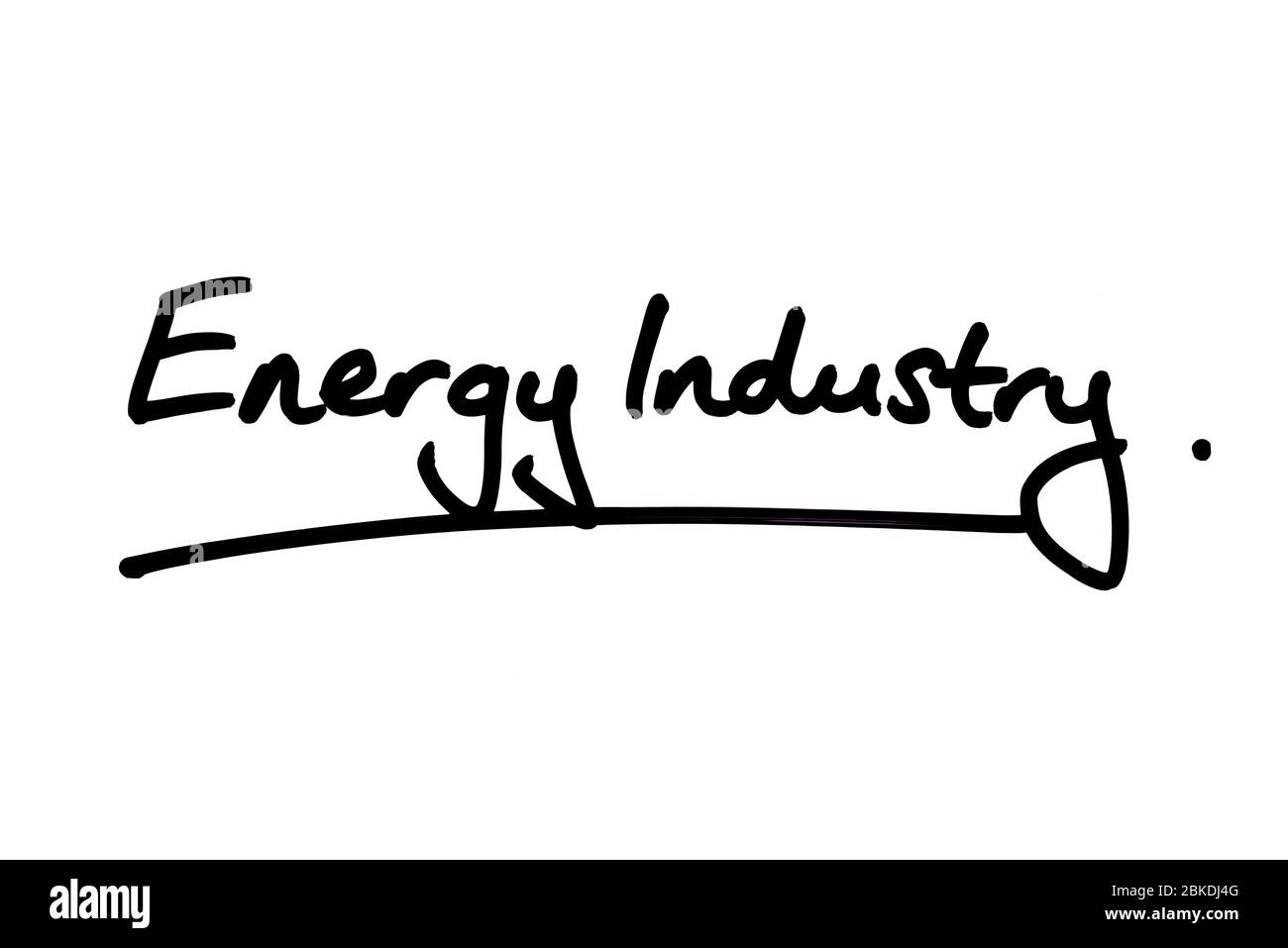 Energy Industry handwritten on a white background. Stock Photo