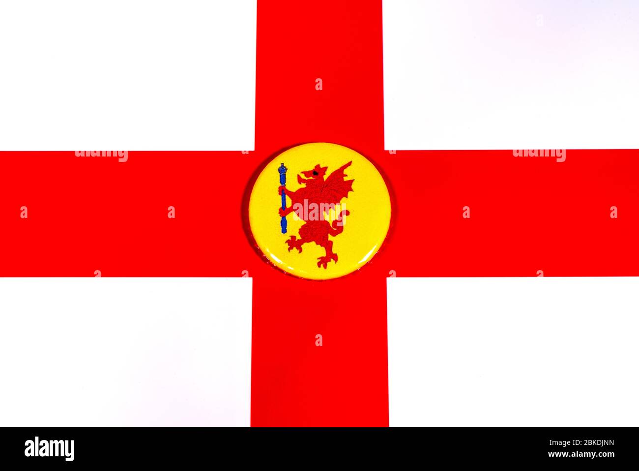 A badge portraying the flag of the English county of Somerset pictured
