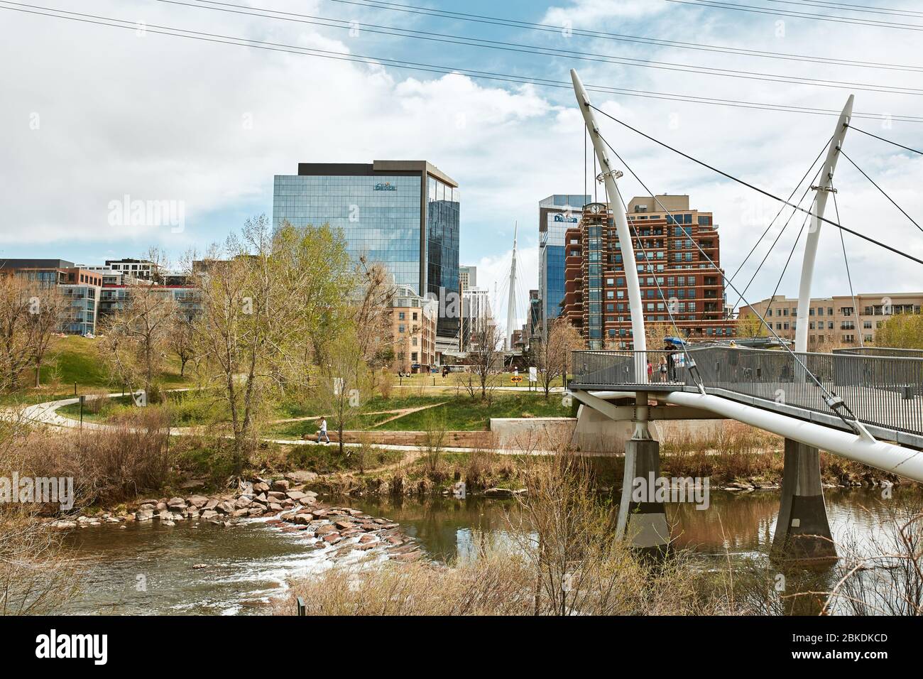Denver, Colorado May 1st, 2020 South Platte River Bridge, surrounded