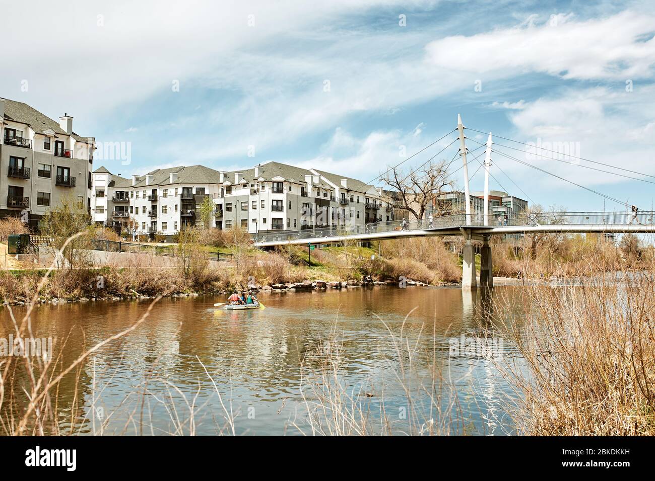 Denver, Colorado May 1st, 2020 South Platte River Bridge, surrounded