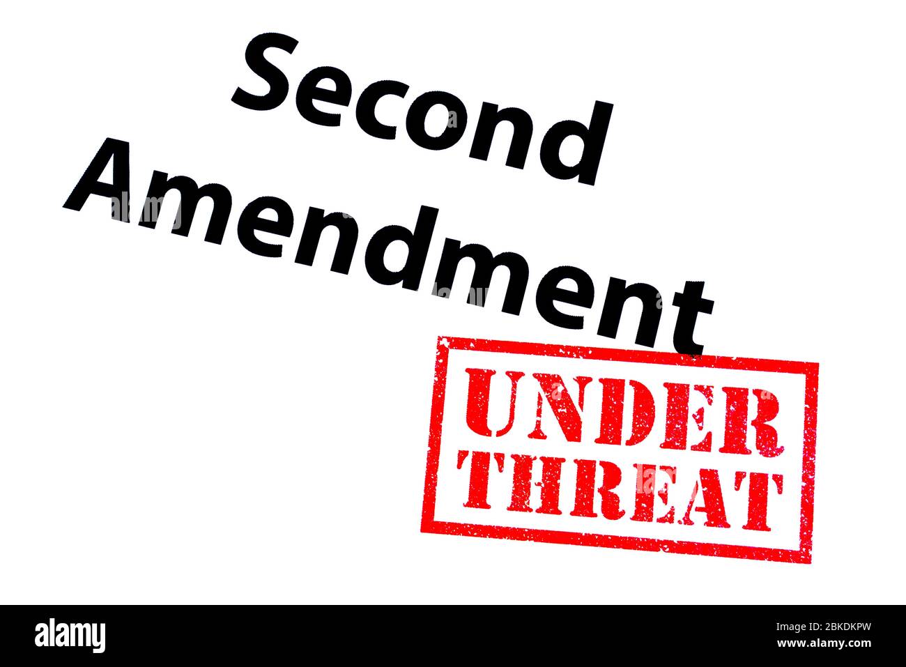 Second Amendment heading with a red UNDER THREAT rubber stamp. Stock Photo