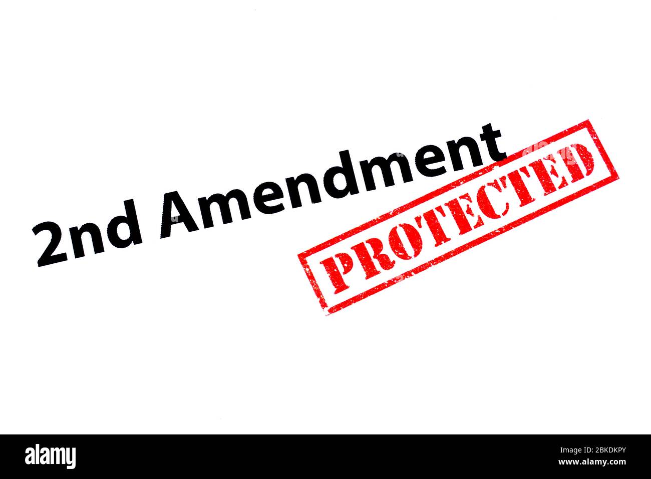 2nd Amendment heading with a red PROTECTED rubber stamp. Stock Photo