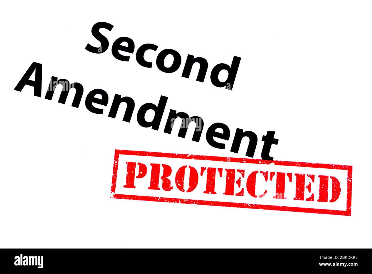 Second Amendment heading with a red PROTECTED rubber stamp. Stock Photo