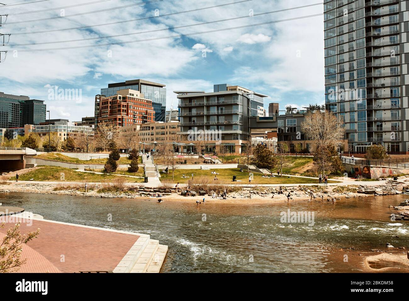 Denver, Colorado May 1st, 2020 South Platte River surrounded by