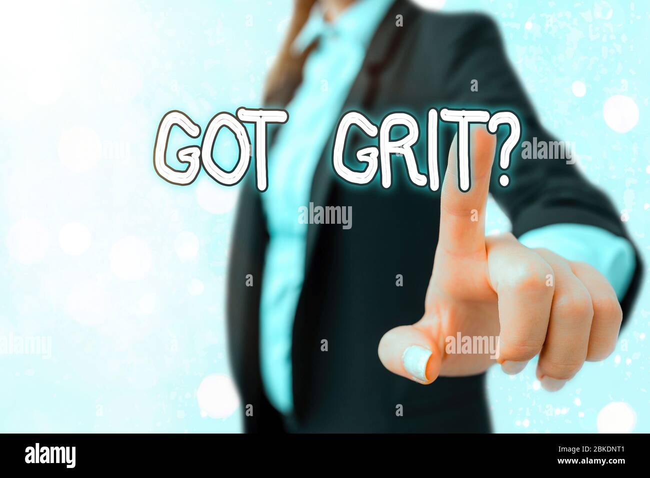 Writing note showing Got Grit Question. Business concept for A hardwork with perseverance towards the desired goal Stock Photo