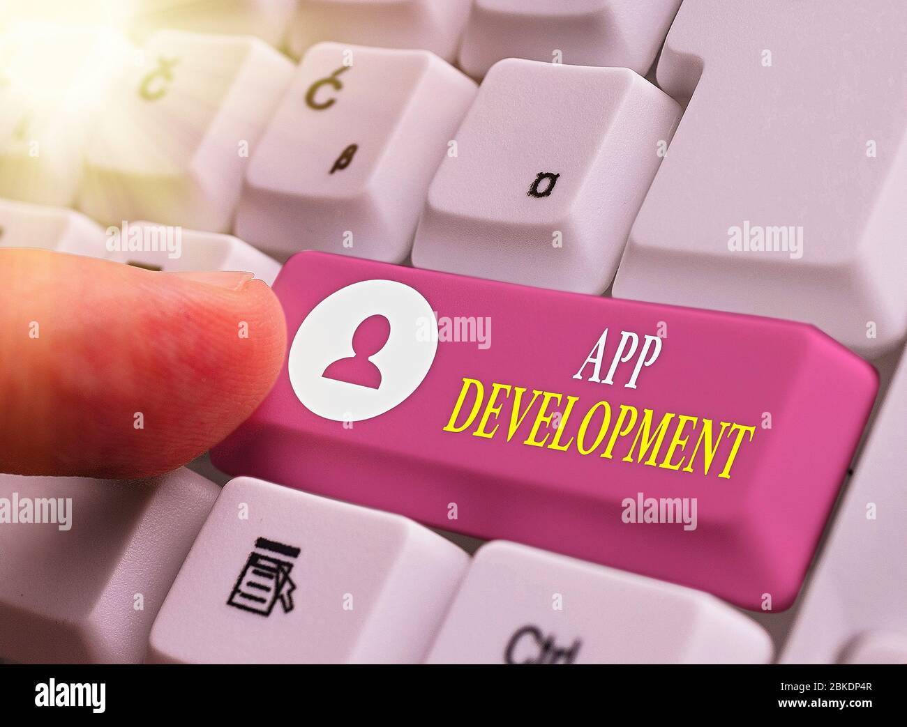 Writing note showing App Development. Business concept for Development ...