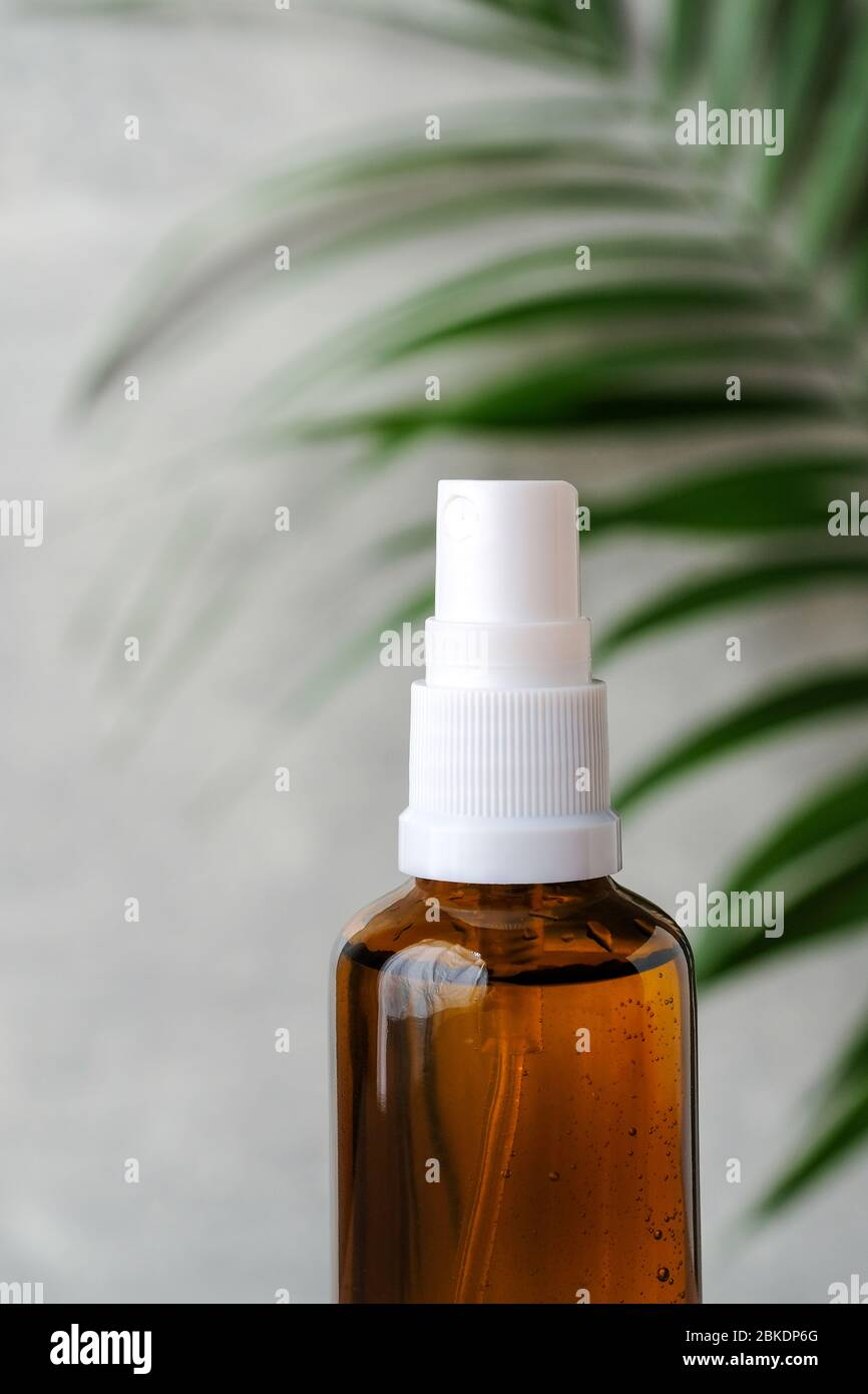 Download Amber Glass Spray Bottle With Green Leaf Close Up View Natural Organic Cosmetic Minimal Style Brand Packaging Stock Photo Alamy