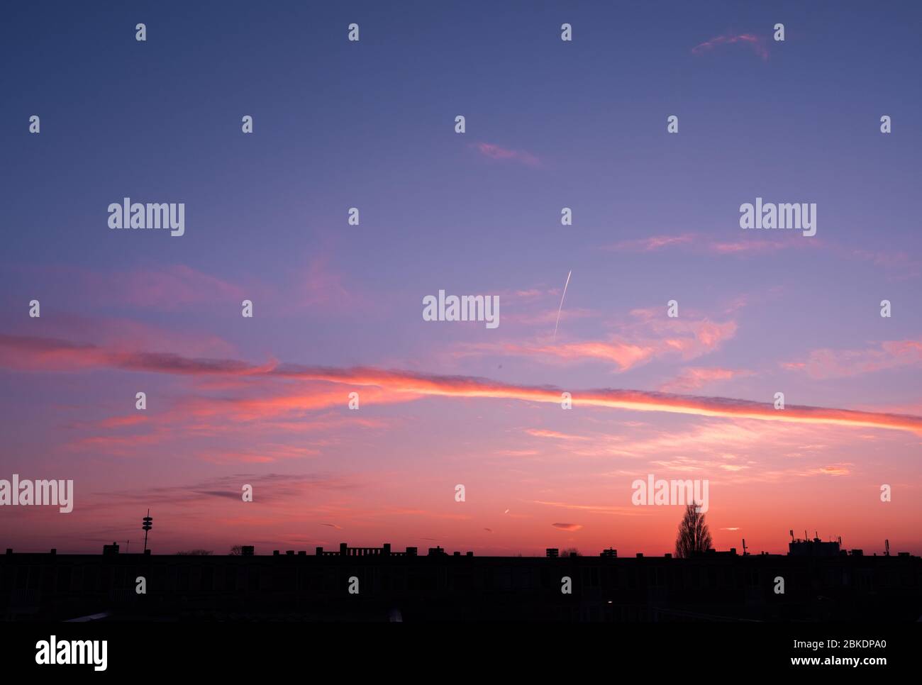 Silhouette of city skyline at sunset, The Hague, Netherlands Stock Photo