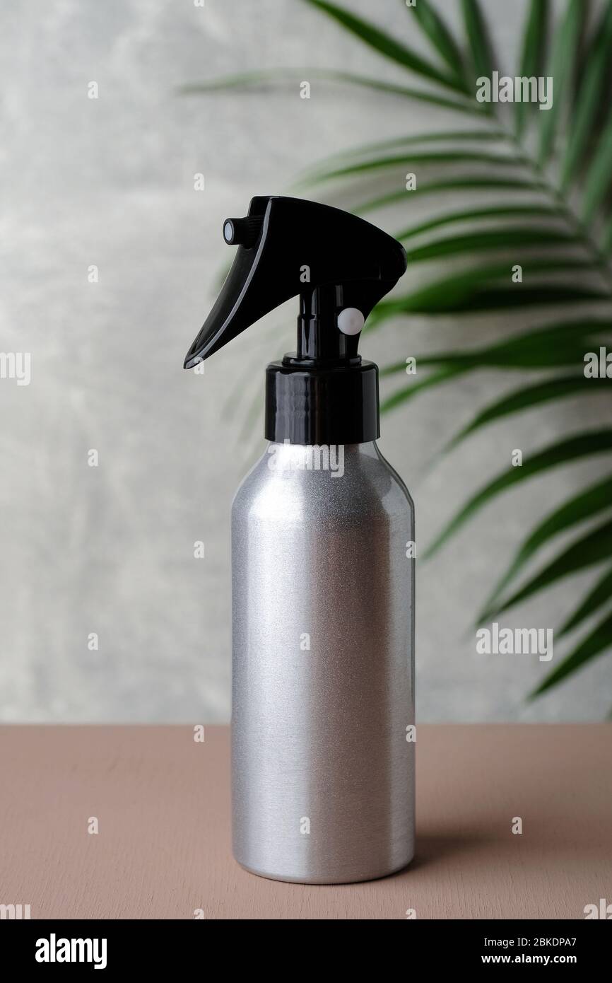 Download Aluminium Water Spray Bottle With Trigger Mockup Natural Organic Cosmetic For Hair Salon Concept Stock Photo Alamy PSD Mockup Templates