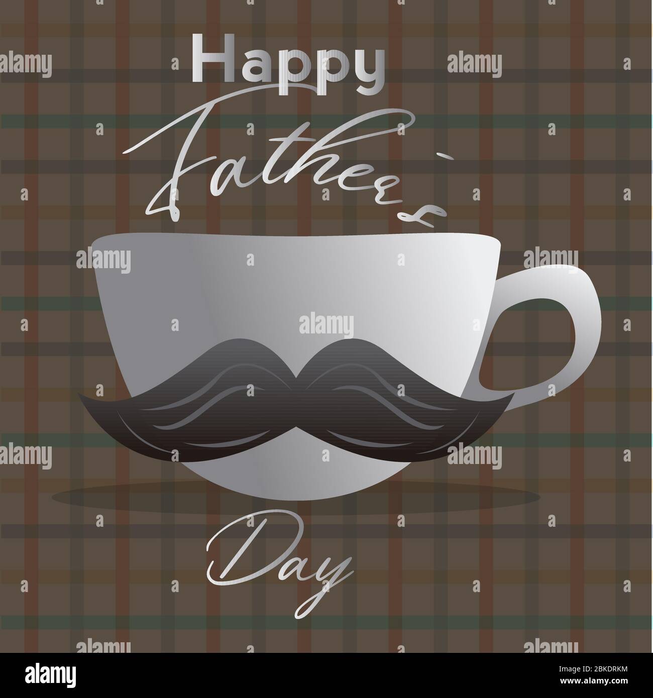 Happy father day poster with a mustache, coffee cup and text - Vector ...
