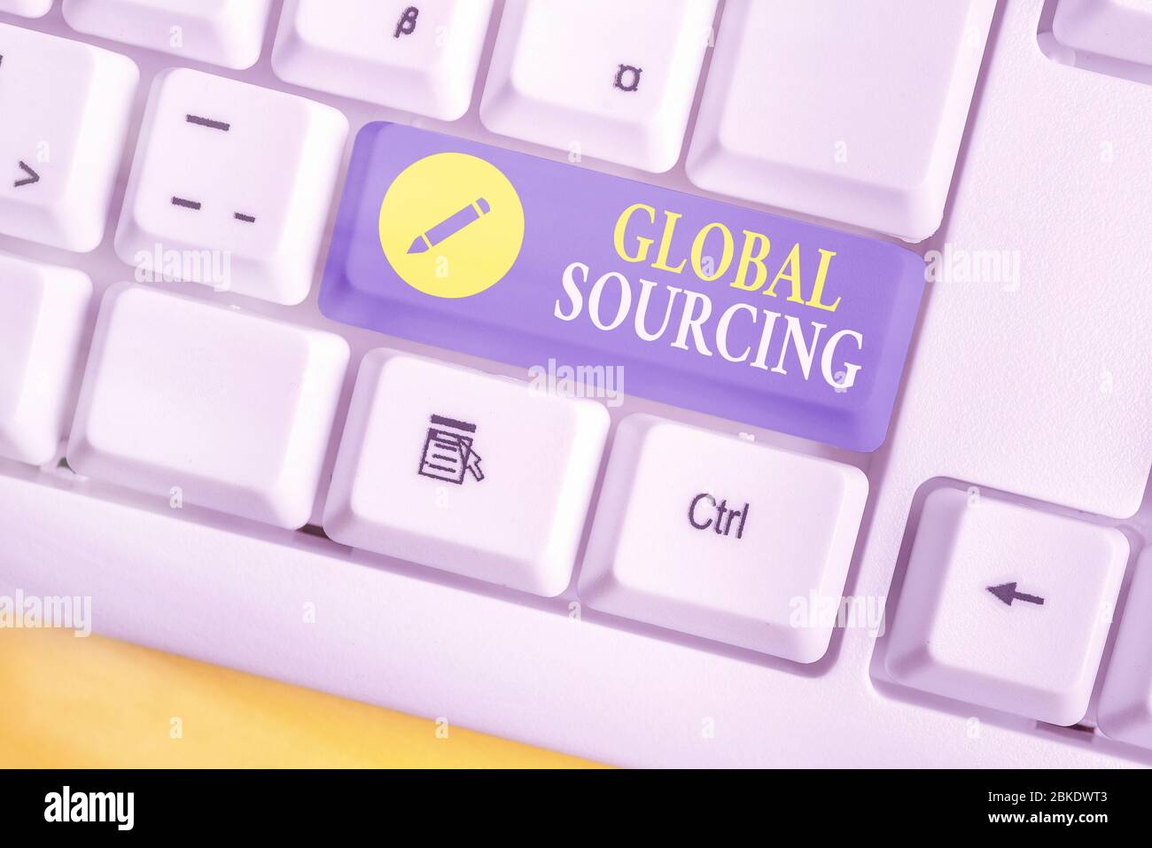 Text sign showing Global Sourcing. Business photo showcasing practice ...