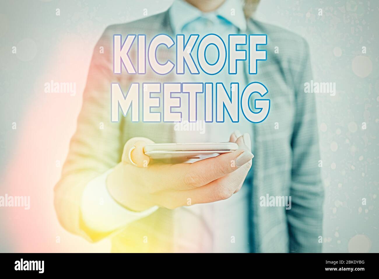 Conceptual hand writing showing Kickoff Meeting. Business photo text  Special discussion on the legalities involved in the project Young long  hair woman holding blank square announcement design. Stock Illustration by  ©artursz #277037702