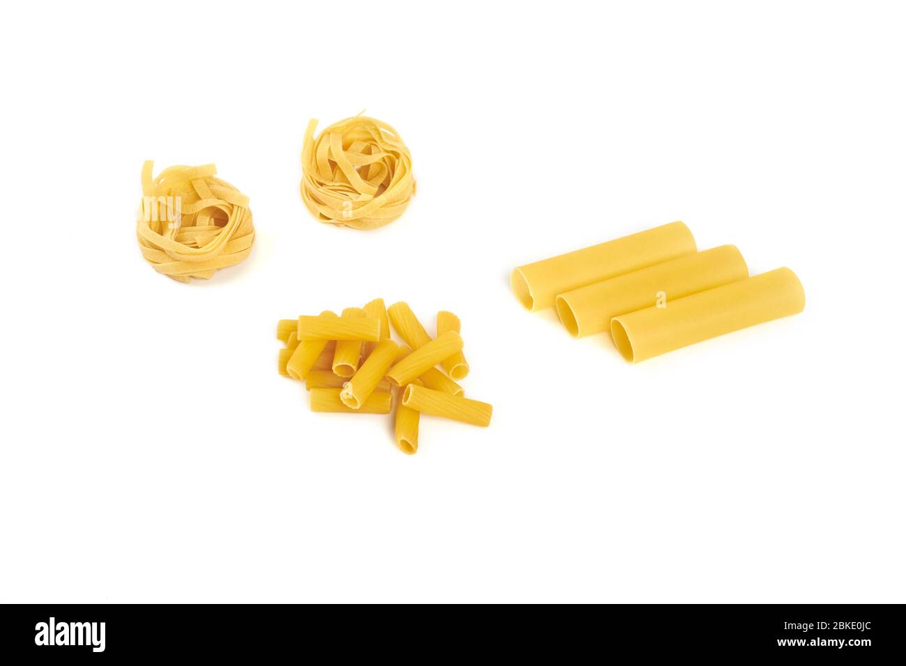 Collection of italian pasta portion isolated on white background Stock