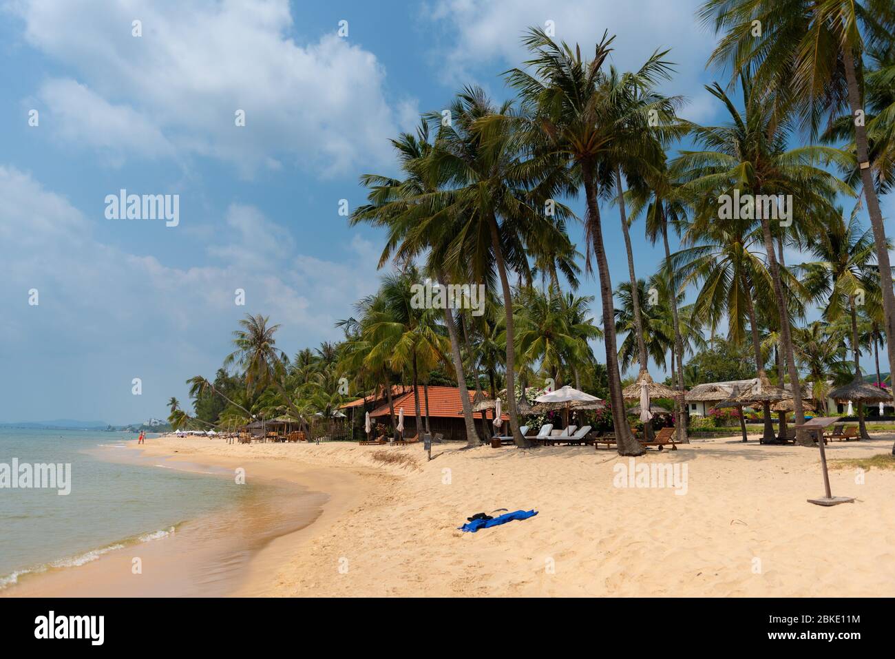 Empty Long beach, no people due to coronavirus, Phu Quoc Stock Photo