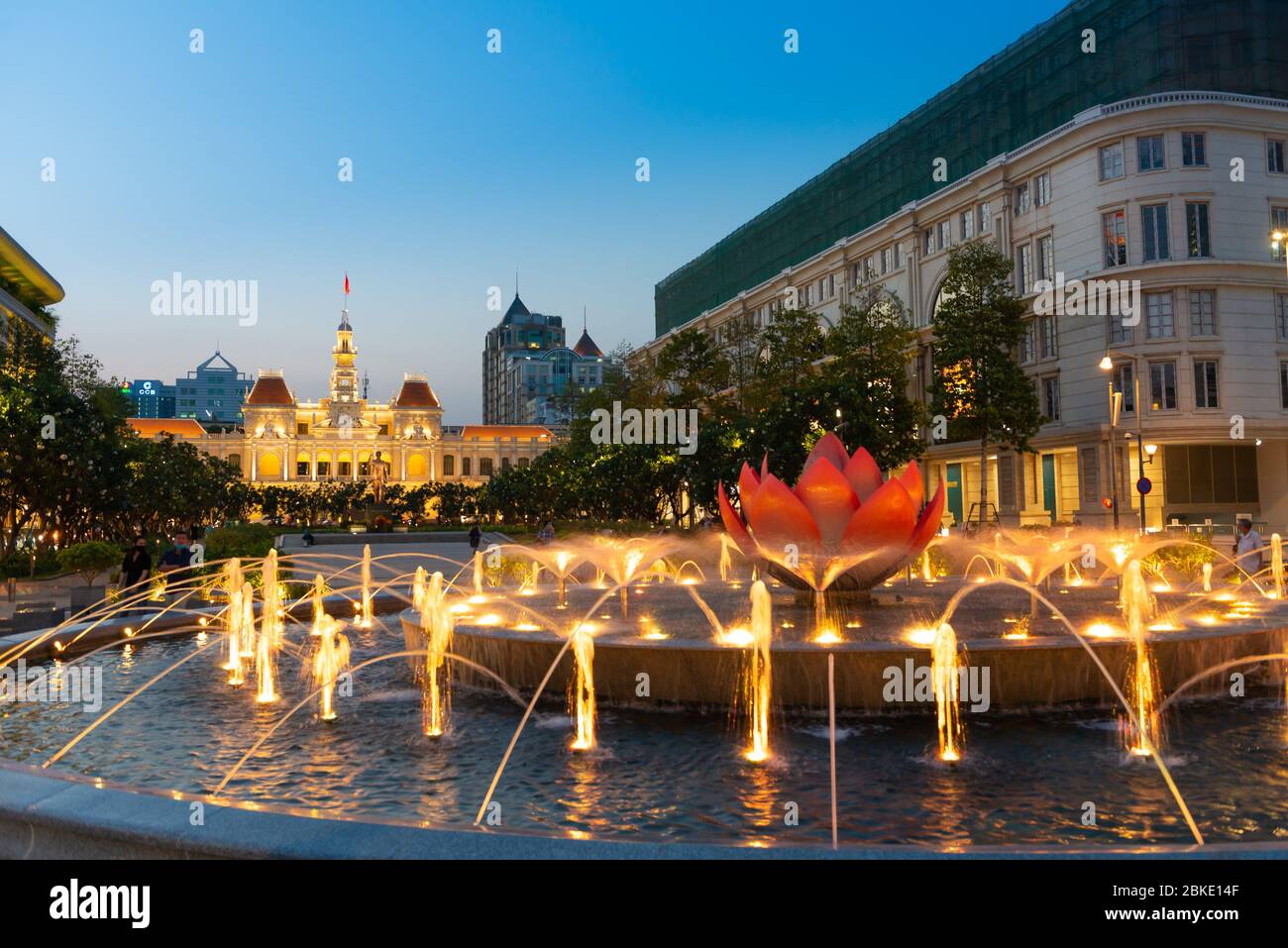 Fountain And Square Near Ho Chi Minh City Hall, Vietnam Stock Photo