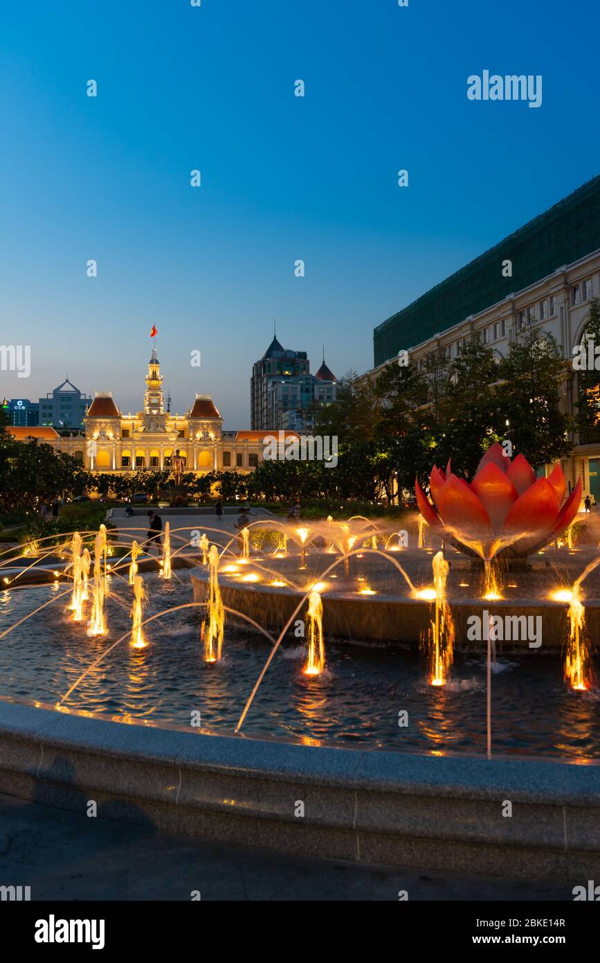 Fountain And Square Near Ho Chi Minh City Hall, Vietnam Stock Photo