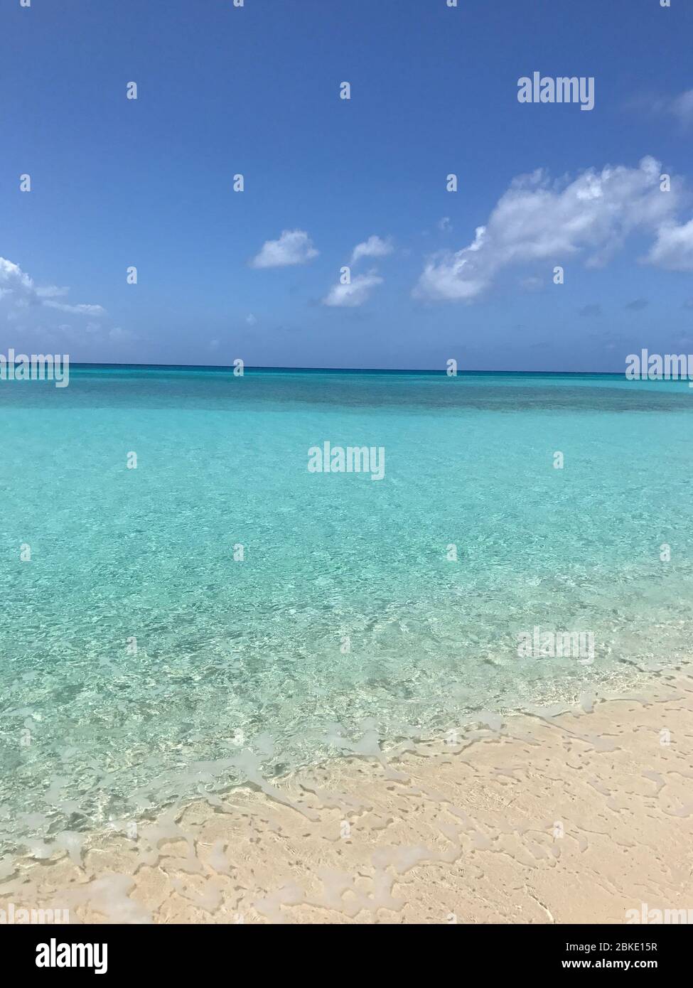 Clear blue Caribbean Sea view from Seven Mile Beach in Grand Cayman, Cayman Islands. Stock Photo