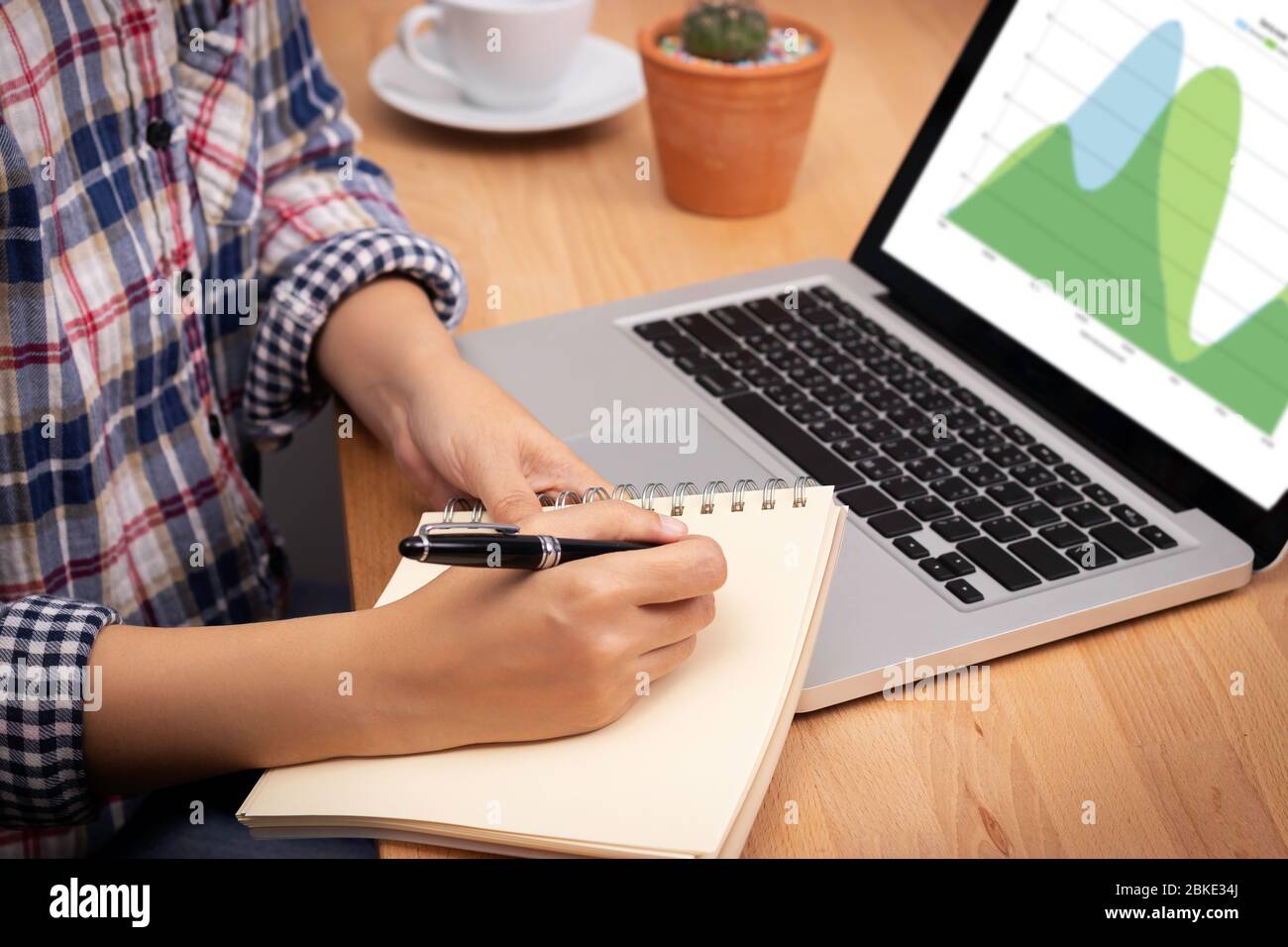 student make lecture from online lesson education internet networking via laptop at home. homeschooling , e-learning education during self isolation t Stock Photo