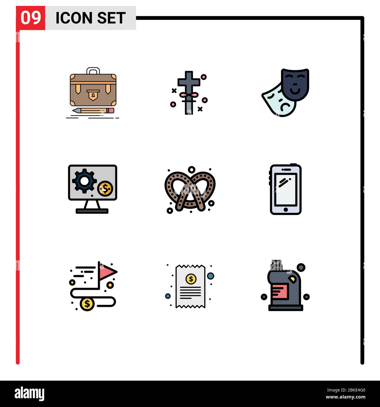 Universal Icon Symbols Group of 9 Modern Filledline Flat Colors of money, setting, easter, screen, generator Editable Vector Design Elements Stock Vector