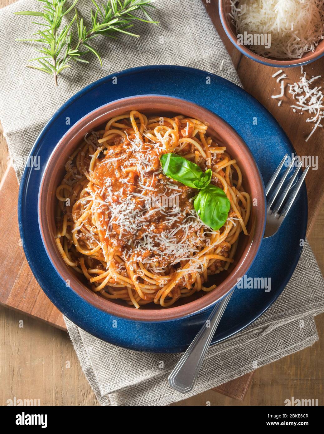 Spaghetti bolognese. Pasta in a meat and tomato sauce. Stock Photo