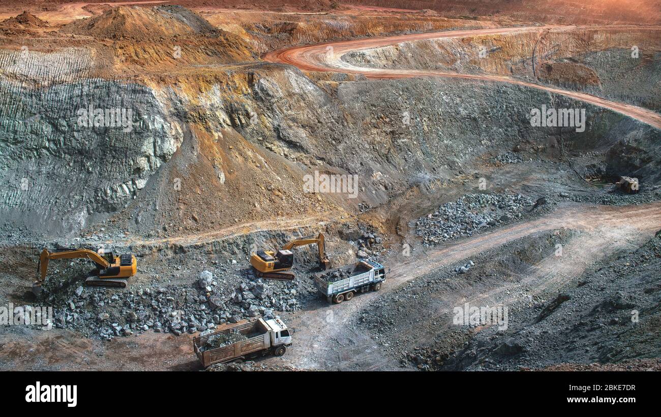 View of open cast gold mine, mining industry Stock Photo