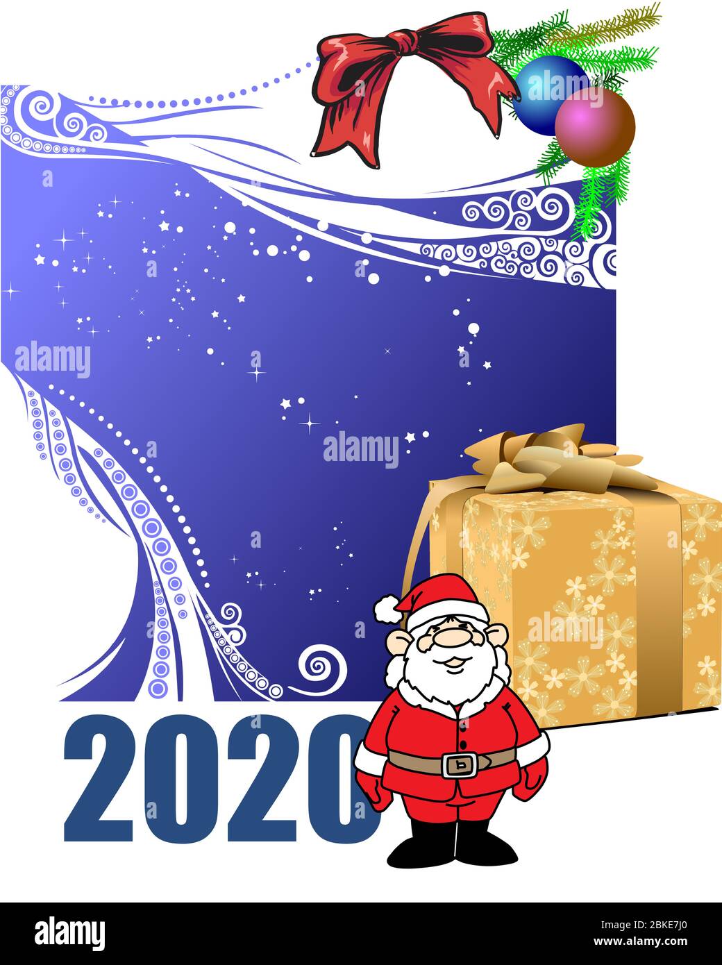 Blue abstract Christmas background with white snowflakes and Santa ...